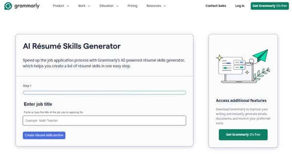 Grammarly Resume Generator